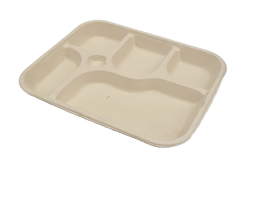 5 Portion Brown Bagasse Serving Tray